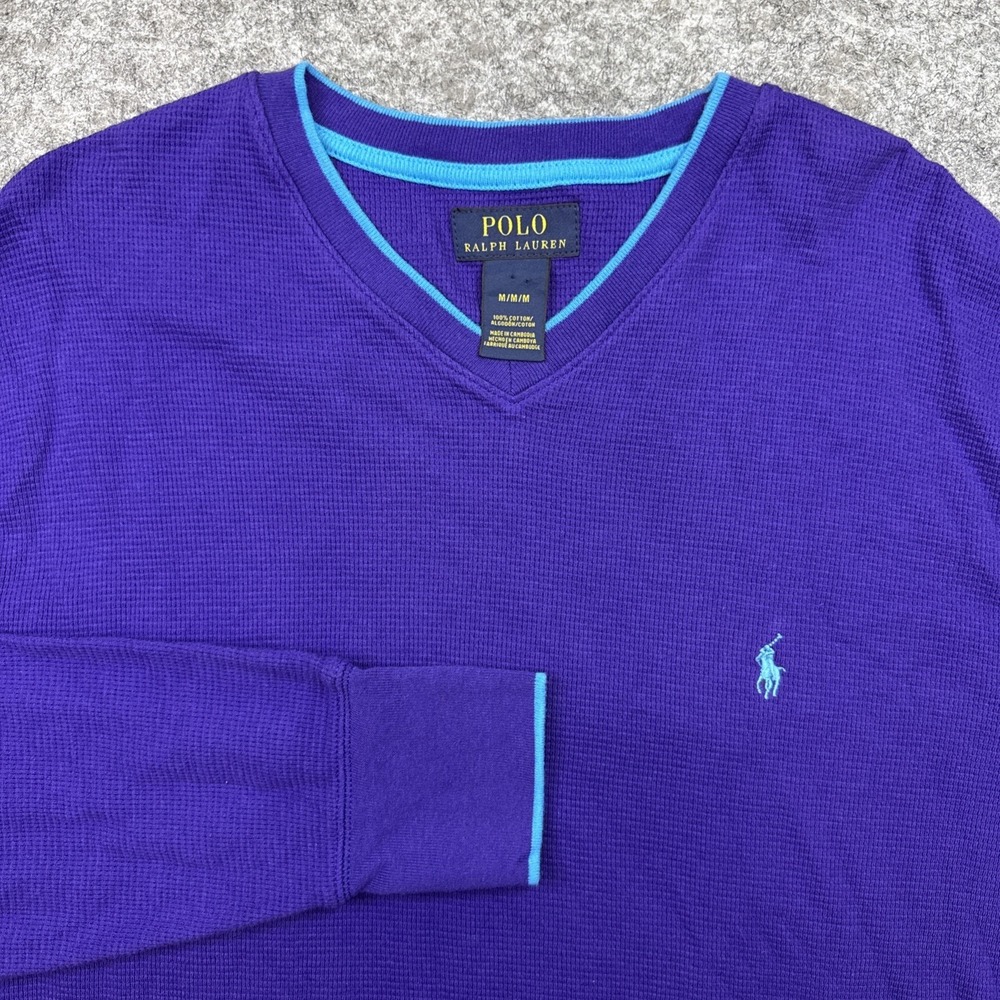 Polo Ralph Lauren long sleeve thermal shirt men's medium‎ purple aqua pony logo